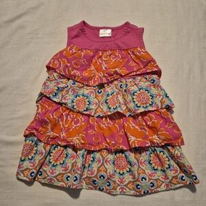 Hanna Andersson girls size 130 or 8 multi ruffle front tank top VGUC